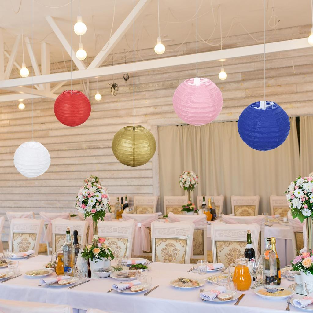 Uxcell 6 Dark Purple Paper Lanterns Hanging Round Paper Lantern Lamp, 10-inch, for Christmas, Home Decoration, and Party Decorations