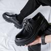 Original Design 2025 New British Style Lacquer Leather Men's Shoes Black Elevated Shoes Lace Up Business Casual Shoes