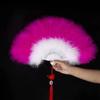 Large Turkey Feather Hand Fan Colorful Show Dance Fan Fashion Handheld Feather Fan  Home Decoration
