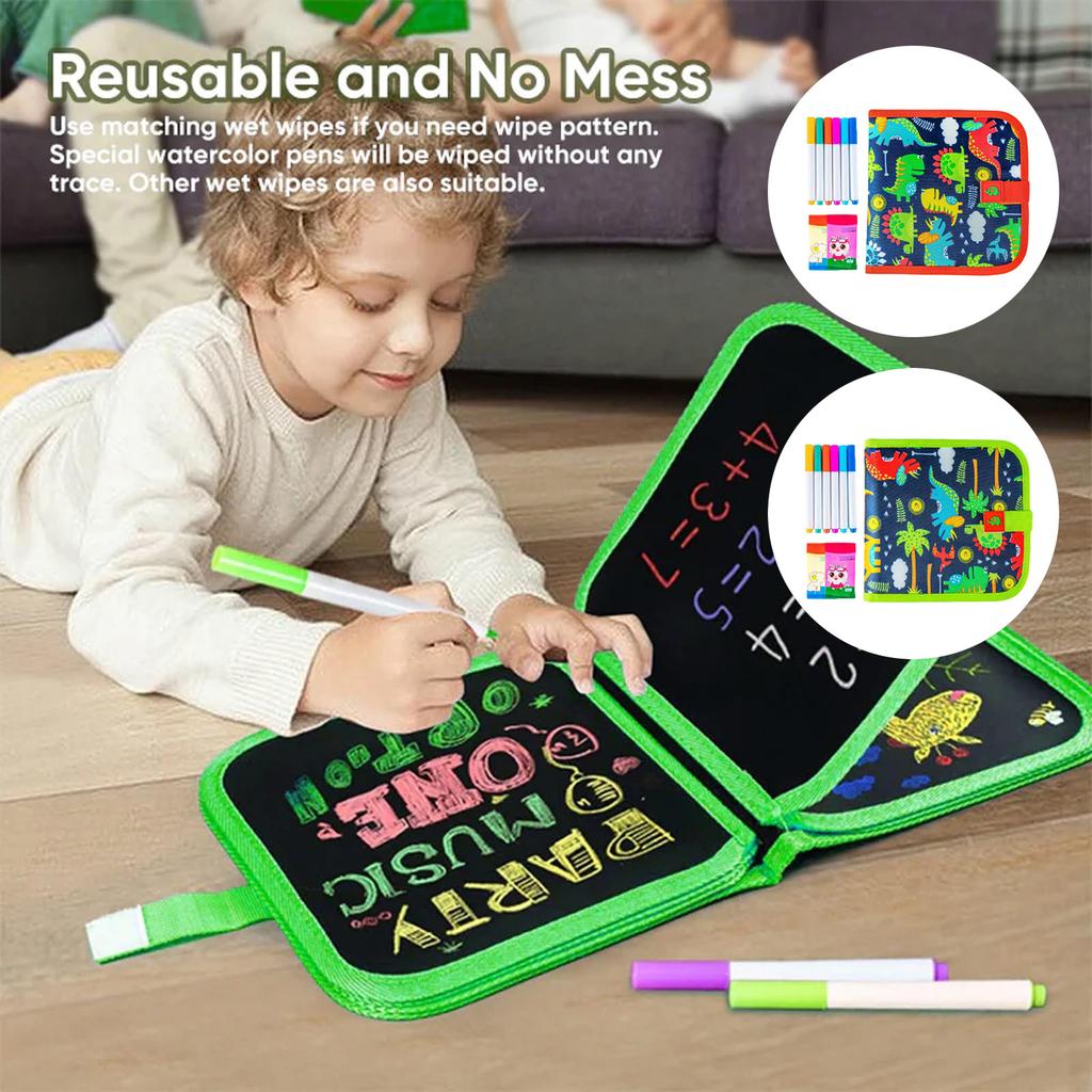 Portable Erasable Doodle Drawing Book, Reusable Erasable Doodle Book Set With Watercolor Pencils, Drawing , No Stress, No Mess 10ml