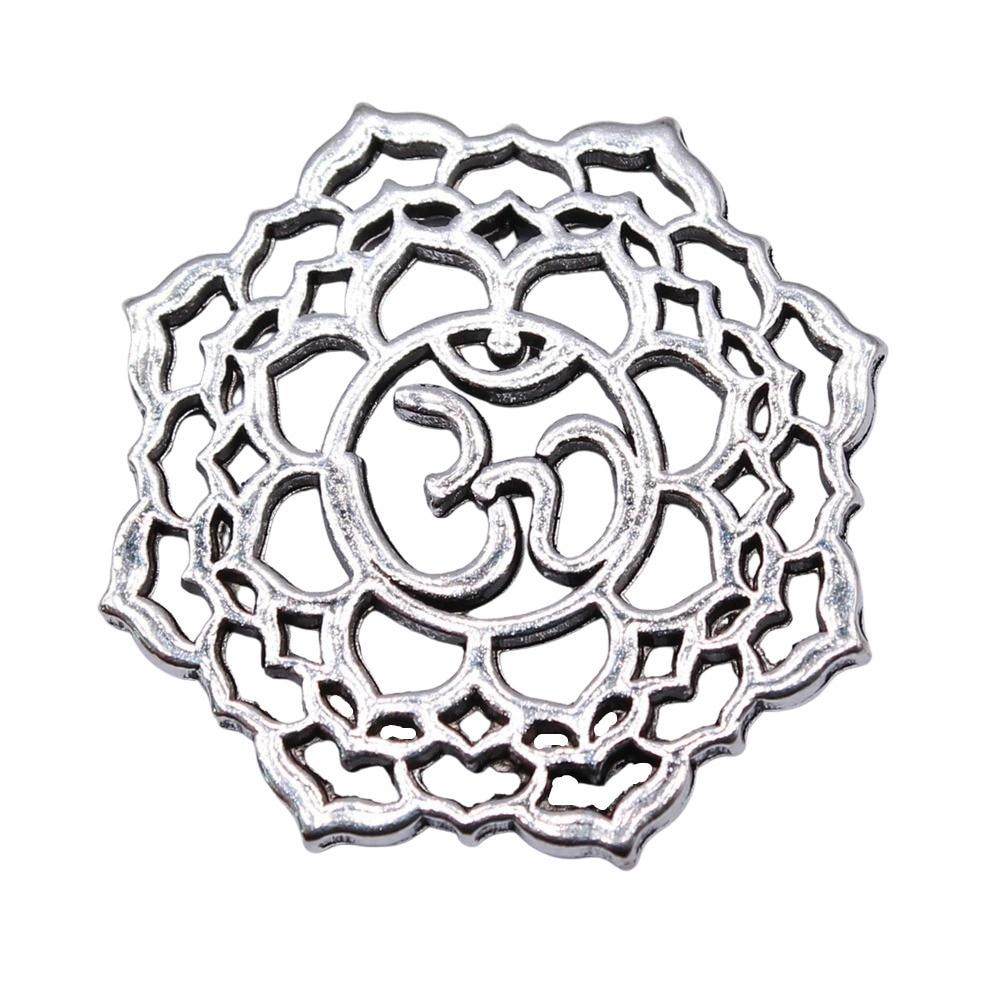 

5шт. Подвески с символом Ом, античное серебро, цвет цинкового сплава, 26х26 мм.