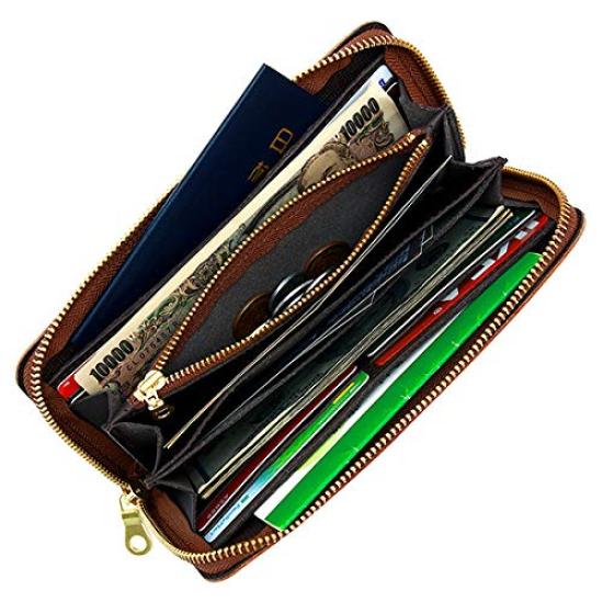 AGILITY affa "Grotto" Wallet, Long Wallet, Leather Wallet with Round Zipper, Genuine Cowhide Leather