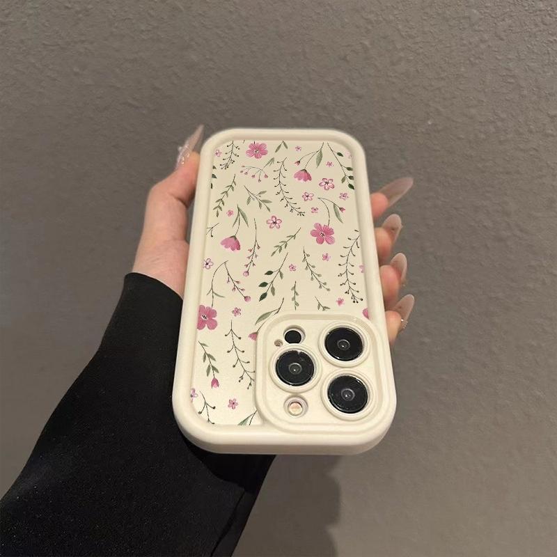 Phone Case Flower and Grass Patterns Print For iPhone 17 16 Pro Max 11 13 12 14 15 8 7 Plus XS XR X 16E 17E Shockproof TPU Cover