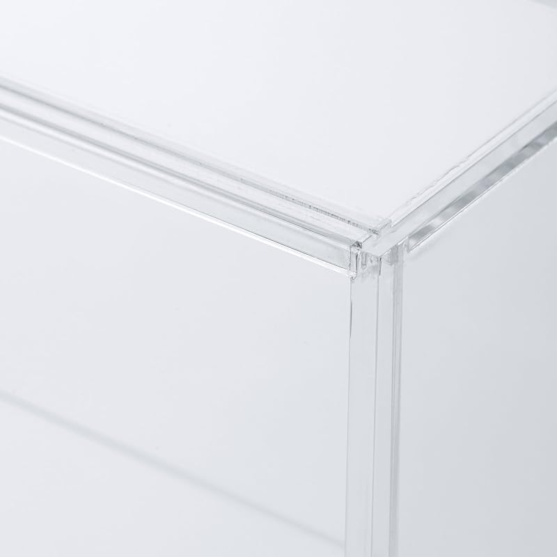 MUJI Acrylic Collection Stand with Sliding Door - Large, Approx. W33.6 x D8.4 x H24.4cm, 02856113, for Bedroom, Living Room, Transparent