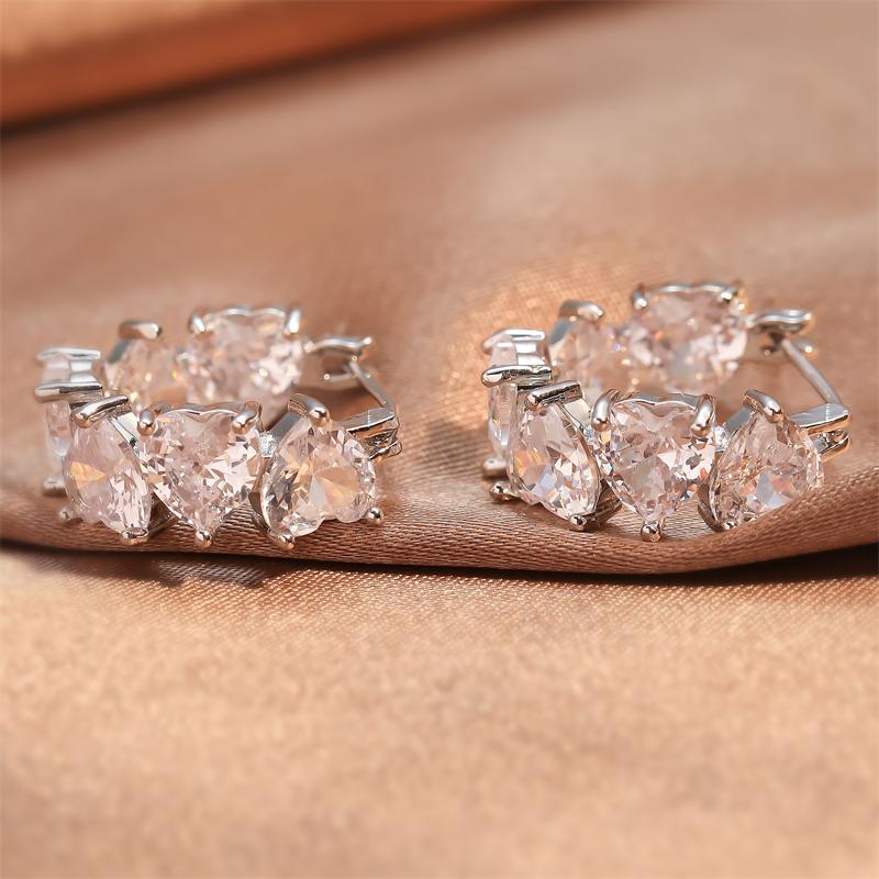 ZAKOL Изысканные серьги-кольца в форме прозрачного сердца из кубического циркония, новые трендовые, с посеребрением, свадебные аксессуары для ушей
