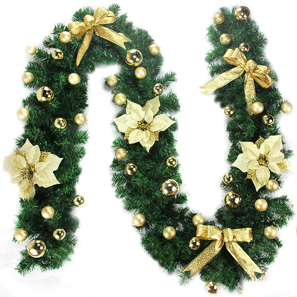 2.7M Christmas Artificial Green Garland Wreath Xmas Home Party DIY Christmas Decoration Pine Tree Rattan Hanging Decoration