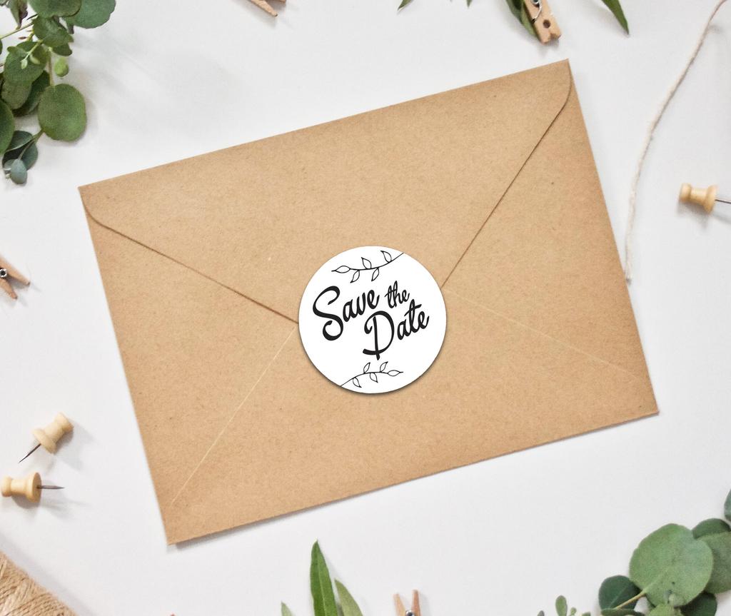 Darling Souvenir DIY 45 Pcs Dark Brown Leaf Vines Save The Date Stickers Round Envelope Seal-1.6