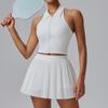 Womens Tennis Set Slim Fit Stretch Quick Dry Tank Top Skirt Anti-Slip Running Yoga Sportswear