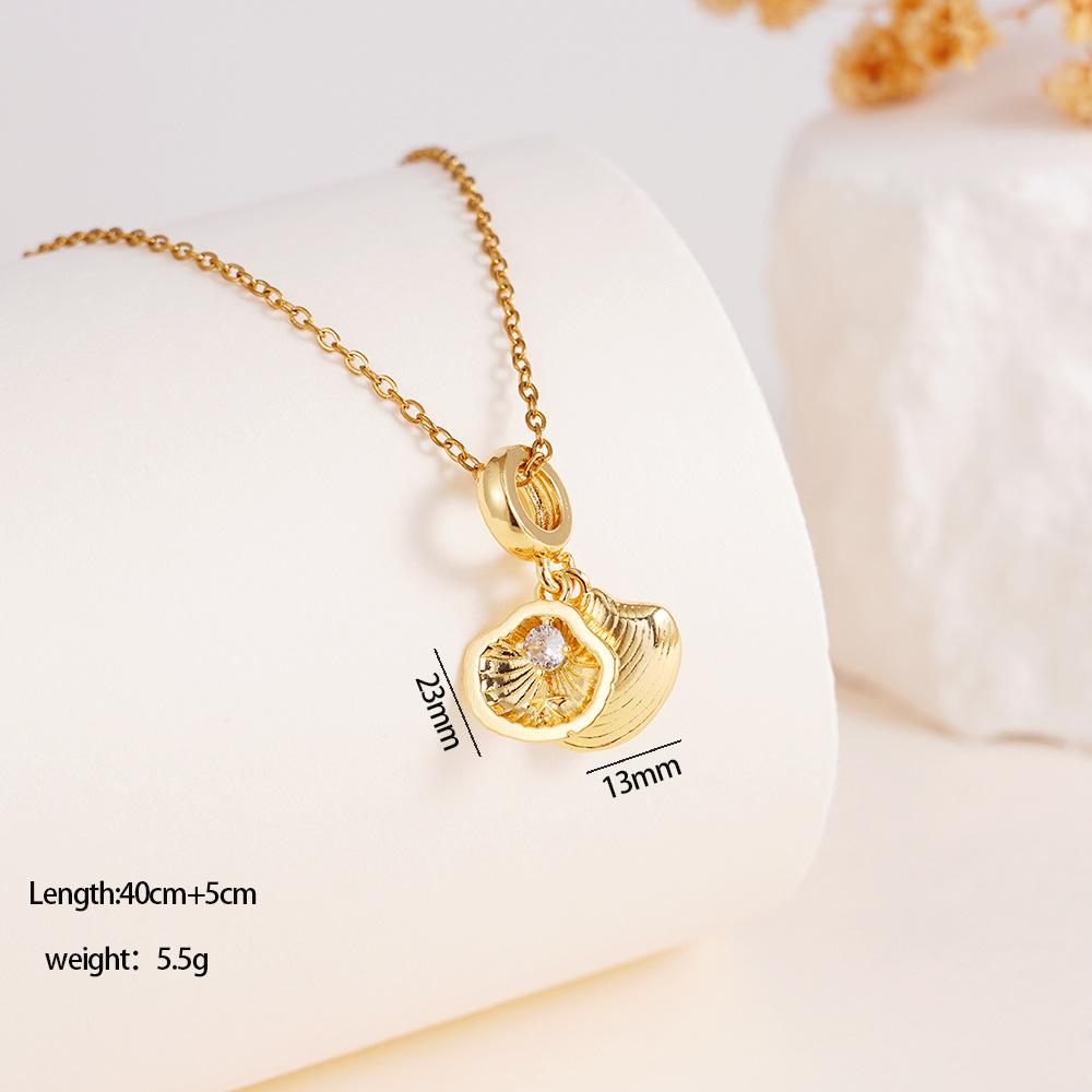 

Sweet Cute Zircon Fish Shell Turtle Charms Necklaces for Women Girls Stainless Steel Chain Fashion Jewelry Accessories Gifts