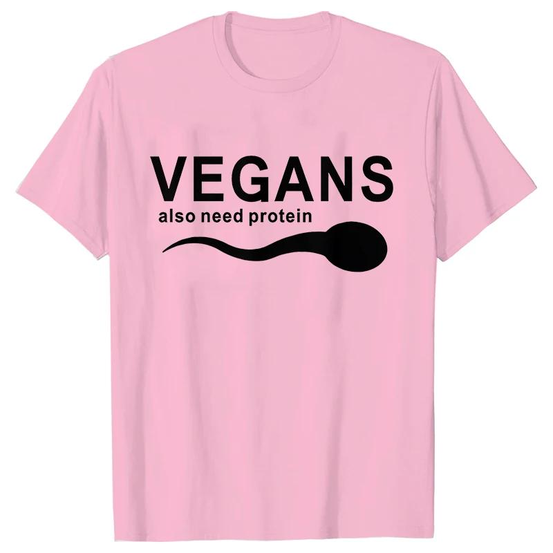 Funny Vegans Men's Clothing Also Need Protein Slogan Letter T Shirts Men Graphic Print Vegetable Vegetarianism Harajuku T-shirt