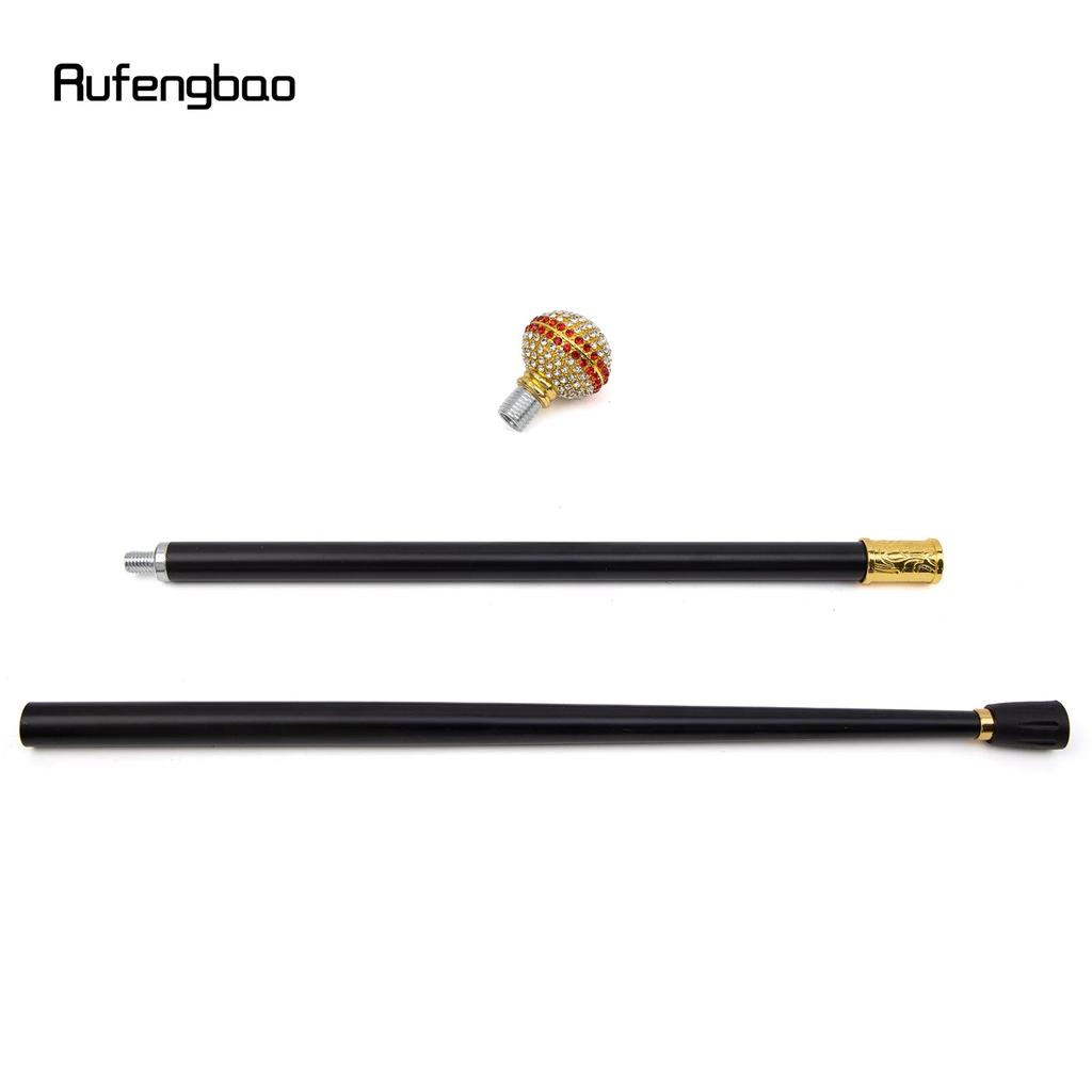 Weißer roter künstlicher Diamantball-Gehstock, modischer dekorativer Gehstock, eleganter Cosplay-Gehstock für Gentleman, 93,5 cm