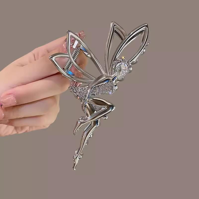High-End Women's Rhinestone Hair Shark Clip - Large, Stylish, and Trendy Hairpin