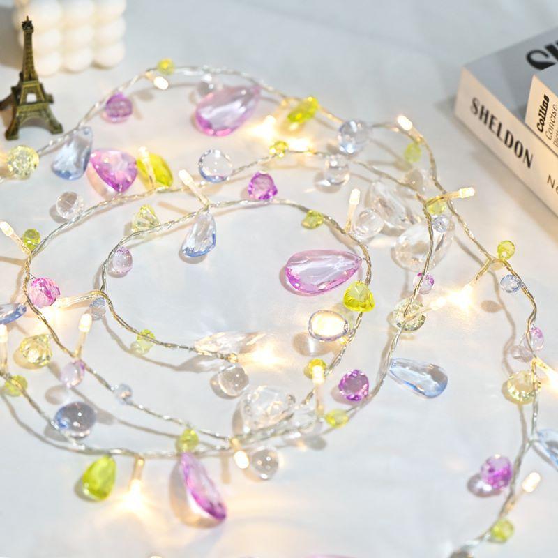 

1.5m 10-LED Gemstone String Light Battery Powered Romantic Bedroom Decorative Lamp A