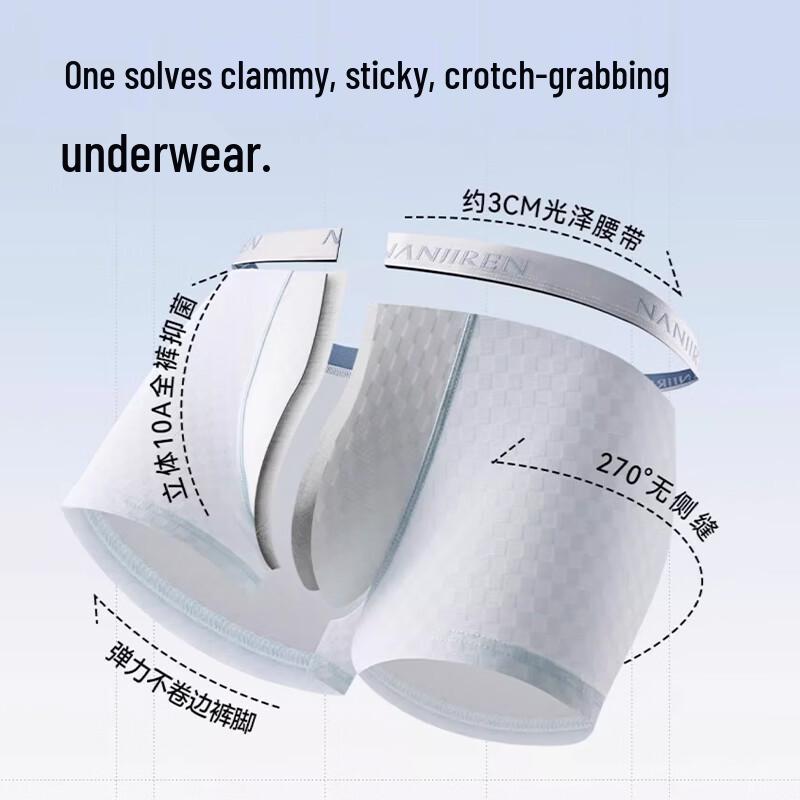 Nanjiren Men's Ice Silk Waffle Boxer Briefs