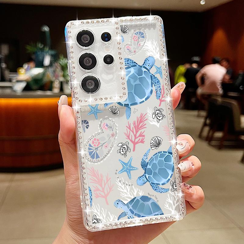 

Чехол для телефона Shark Conch Print, противоударный, для Samsung S25 Edge S24 FE S23 Ultra S22 A16 A56 A36 A15 A55 A35, ромбовидная рамка, прозрачный, мягкий, силиконовый чехол Samsung S24