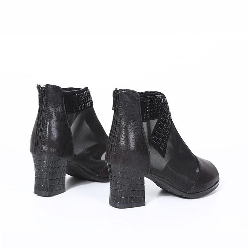 Gold Mesh Peep Toed Jazz Boots Modern Dance Shoes High Top Soft Soled Women's Sandals Middle Heel Social Dance Shoes Outdoor