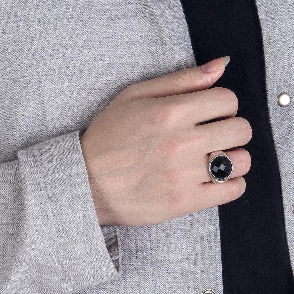 100% 925 Anéis de Prata Esterlina Vintage Grande Pedra Ágata Anel para Mulheres Moda Boêmio Novo Quente Jóias de Prata Sólida Presentes