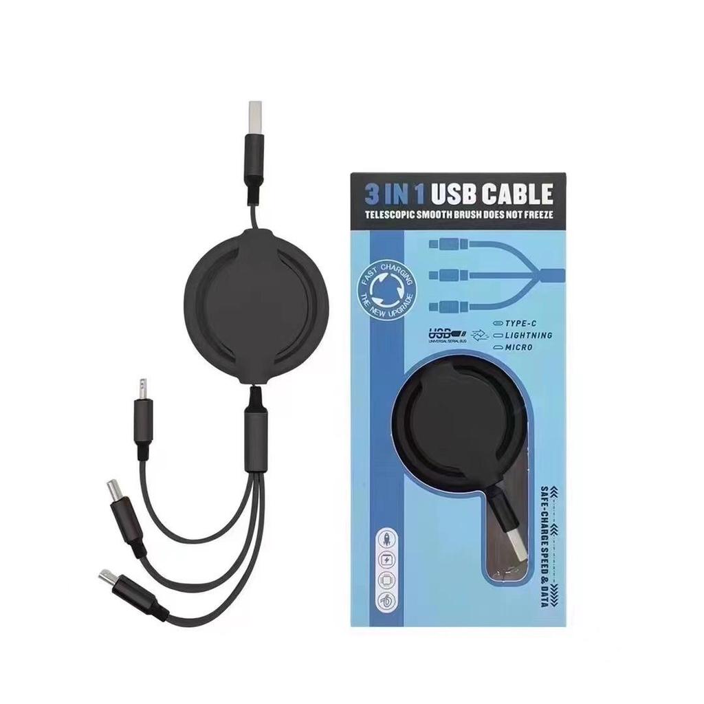 100W Retractable 3-in-1 Fast Charging Cable with Custom Logo