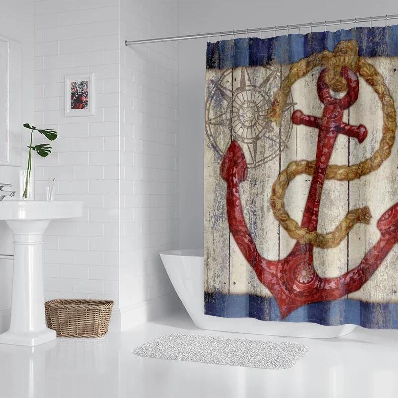 House Hold Waterproof Fabric Household Shower Curtain Accessories Shower Curtain 240 * 200 Home Marine Style Shower Curtain