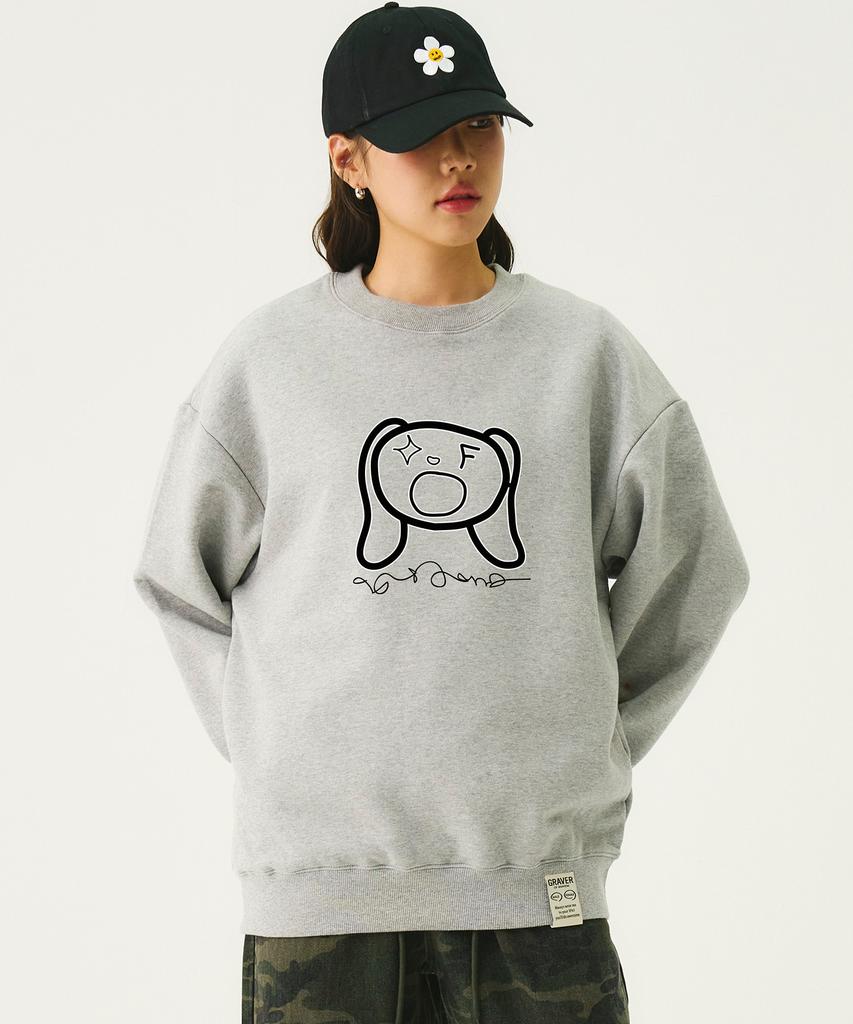 GRAVER [Unisex] Baba Lettering Sweatshirt_Gray