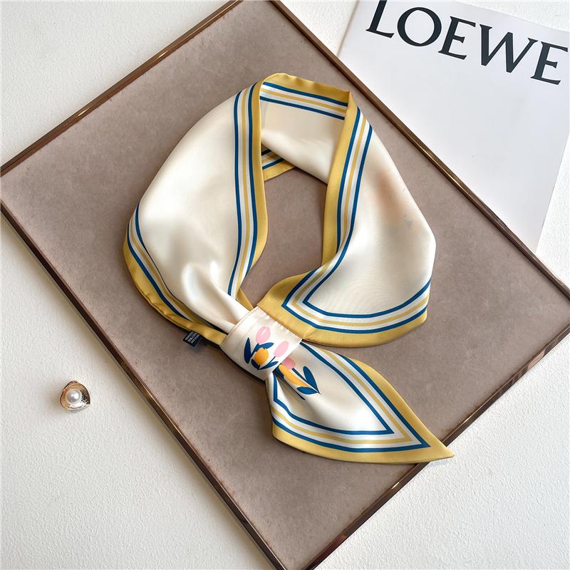 Women Skinny Neck Scarf Shawls Wraps Black Pink Small Office Hairband Neckerchief Foulard Scarves Ladies