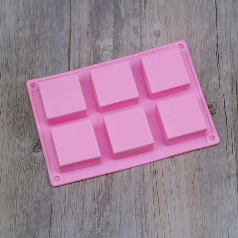 Handmade 6 Holes Lovely Square Silicone Soap Mold  Crafts Moulds Fondant Cake Baking Cooking Tools Bath Room Supplies