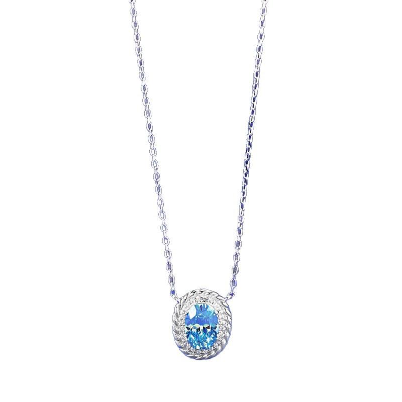 Colar com Pingente Prata S925 Azul Celeste 1,5 Quilates