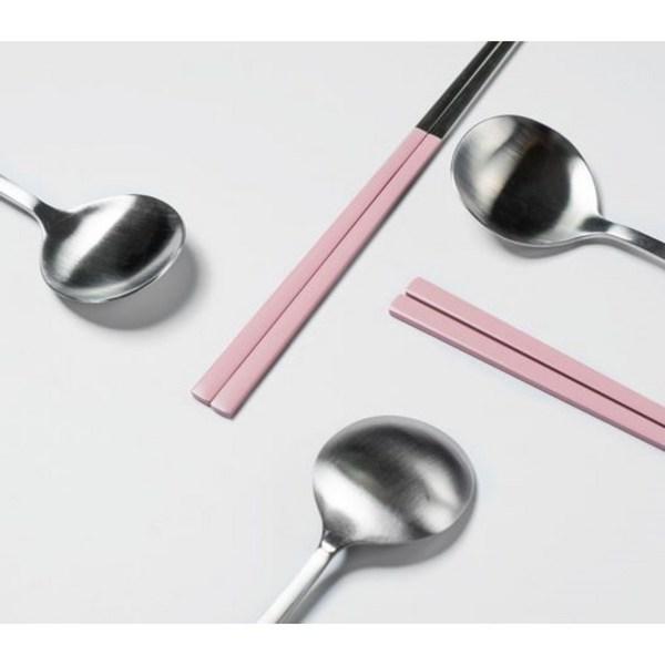 Ram's Home Modern Round Spoon Подарочный набор на 4 персоны 4 ложки + 4 палочки для еды, молочно-бежевый, популярная корейская посуда
