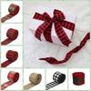 Imitation Linen Linen Ribbon Red Black Lattice Lattice Ribbon Christmas Plaid Ribbon  Gift Wrapping