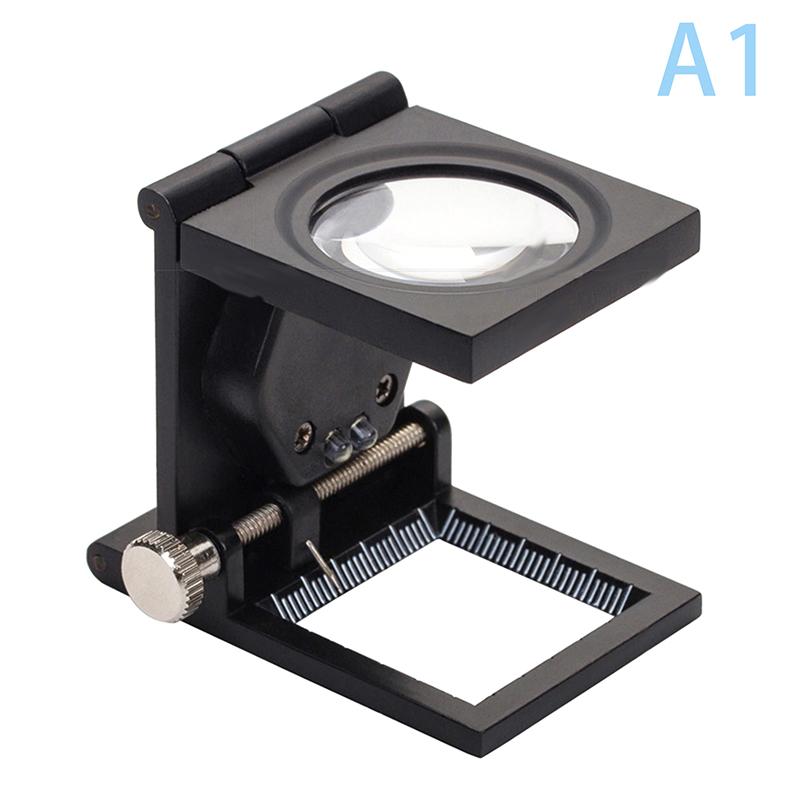 1pz 10X Lente d'Ingrandimento Ottica Pieghevole in Metallo Lente d'Ingrandimento da Scrivania Strumenti di Misura con Luci LED Scala