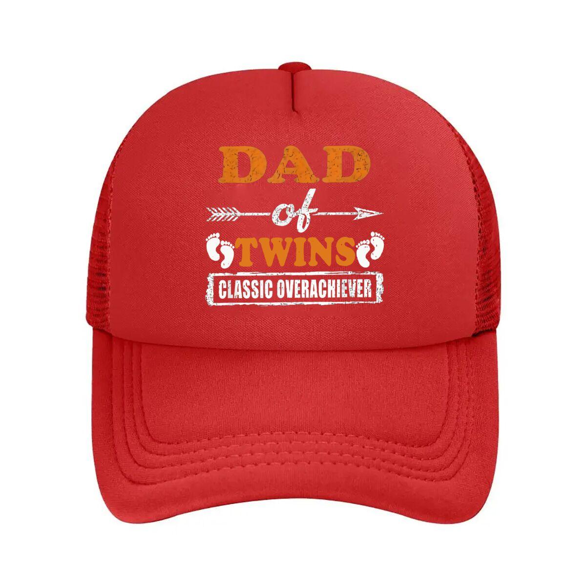 Dad of Twins Classic Overachiever Art Text Mesh Baseball Cap Casual Hat Outdoor For Womens Unisex FeUnisex One Size
