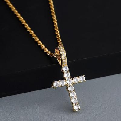 Zirkonia-Kreuz-Halskette, hochwertiger, leichter Luxus-Anhänger, trendige, personalisierte Halskette für Männer und Frauen.