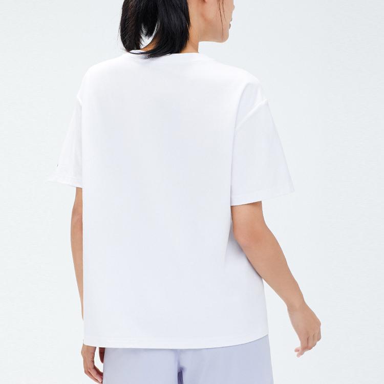 Anta Training Series Logo Letter Round Neck Loose Short Sleeve T-Shirt Women T-Shirt Pure-White 162337139-3