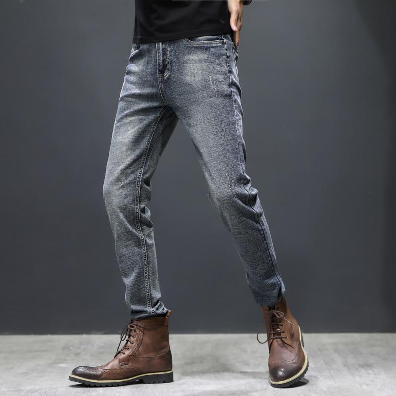 Brand Men 'S Slim Jeans Stretch Retro Old Jeans Male Denim Trousers High Quality Pants 