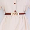Pu Leather Minimalist Waist Belt With Metal Buckle For Office And Dresses Casual