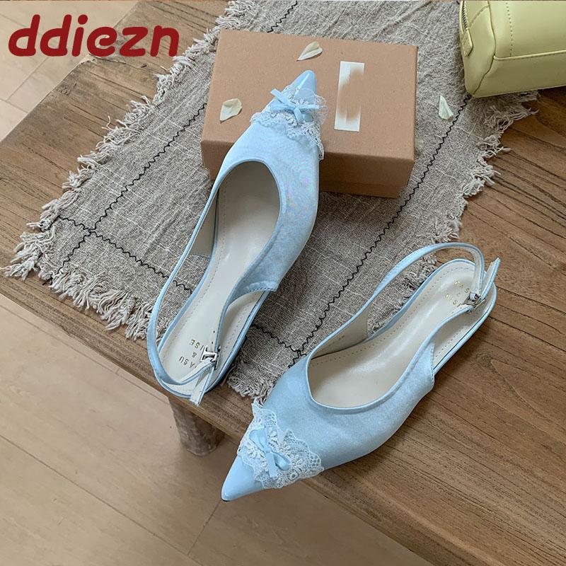 Fashion Pointed Toe Fashion Butterfly-Knot Ladies Flats Sandals Shoes Female Summer Spring Shallow Women Flats Sandals Mules Shoes