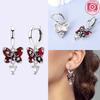 Hoop Earrings 925 Silver Certified Red Bow Heart Zircon Stud Earrings Lady's Anniversary Gift Luxury Jewelry