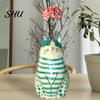 Real Flower Vase Dotted Cat Desktop Decoration Resin Cartoon Kitten Floral Plants Holder Indoor Dried Arrangement Container