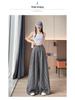 Women's Summer Ice Silk Striped Wide-Leg High-Waisted Pants - Thin, Slimming, Loose, Floor-Length, Casual Straight-Leg.