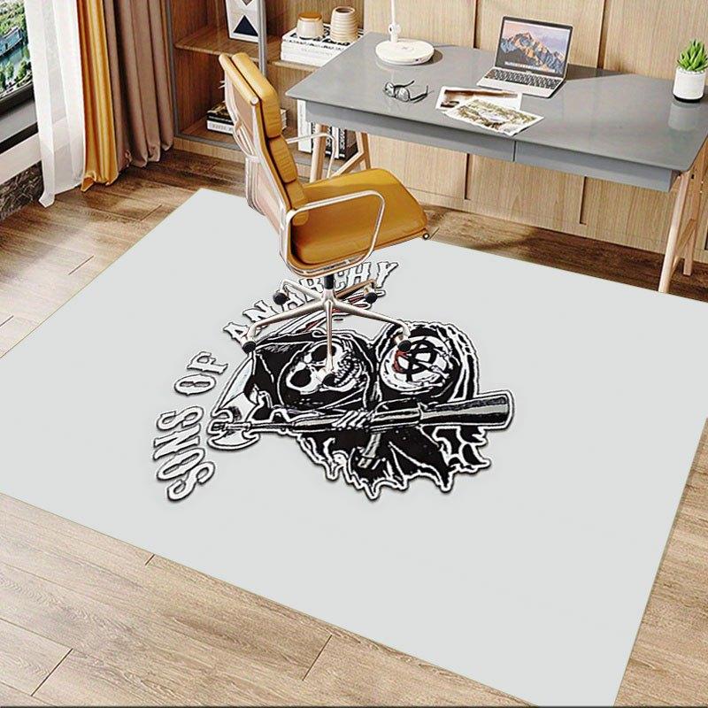 1pc Sons of Anarchy Themed Office Carpet Chair Mats - Durable Polyester Rug for Home Theater, Office, Dorm Room Decor - tA76