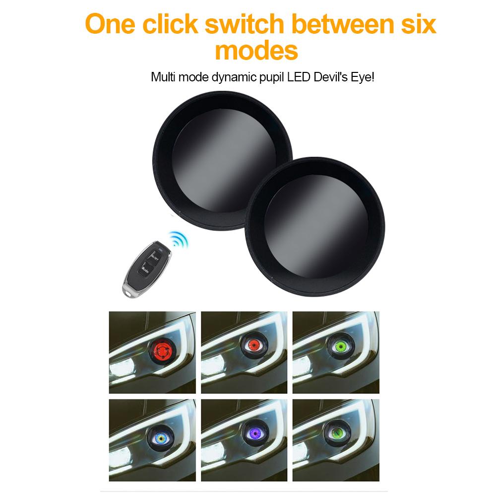 12V-36V Devil Eye Demon Evil Eyes Headlight, Dynamic Devil Eye Car Headlights with Adjustable Eye Pattern for Car Motorcycle