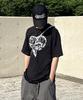 KNITTED Vintage Heart T-Shirt Black-White