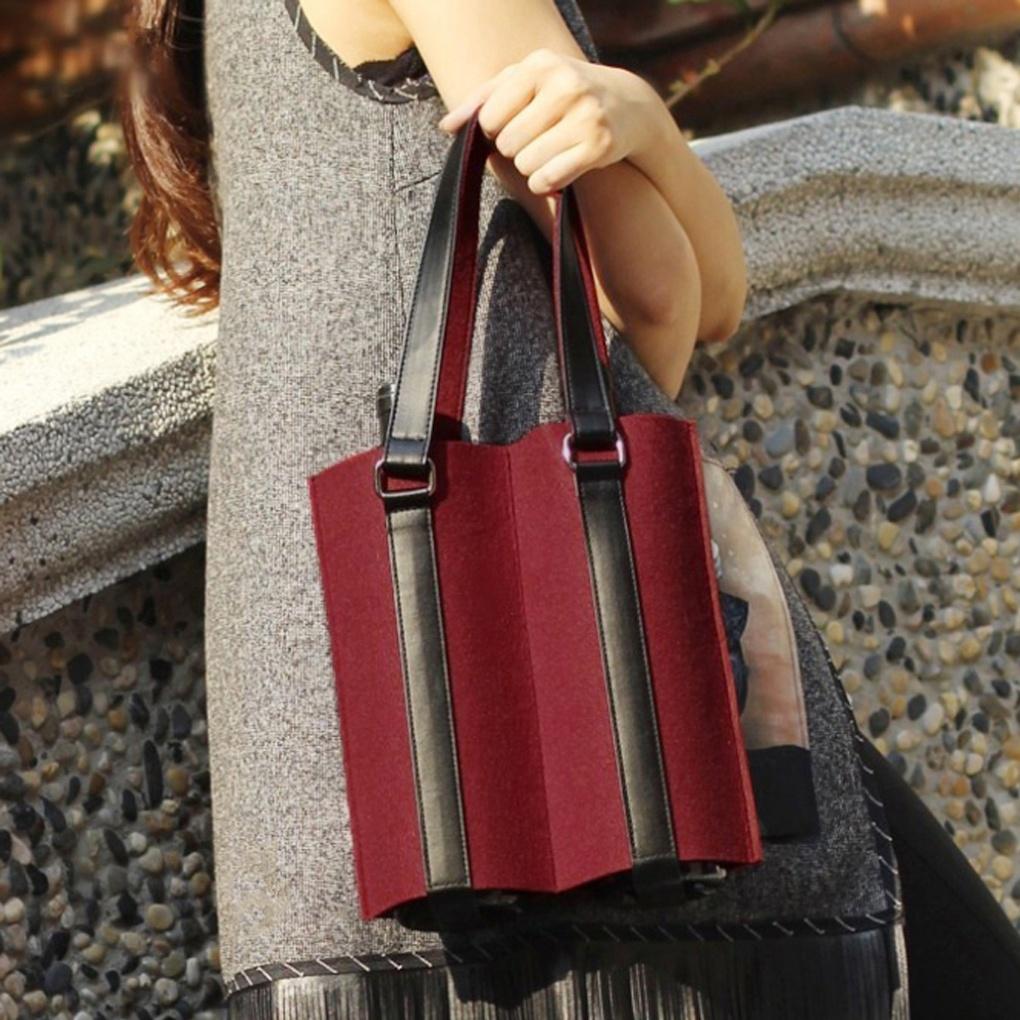 2-piece leather strap wine bag (burgundy)