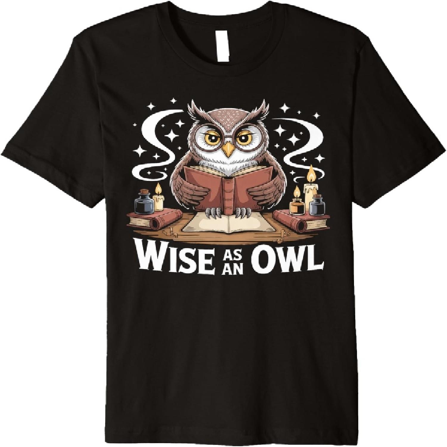 

Wise as an Owl Reading Ancient Scrolls Premium T-Shirt(3) XXXXXL
