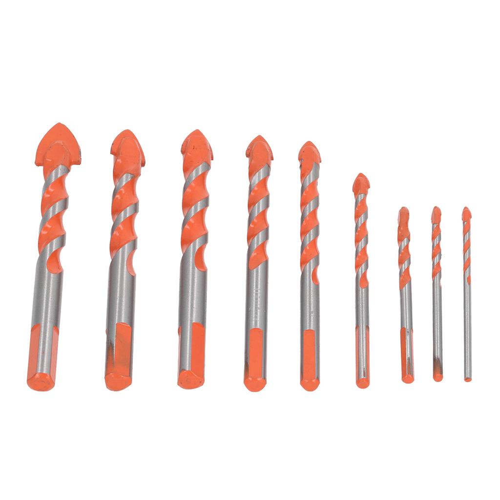 9Pcs Masonry Drill Bits Set Cemented Carbide Industrial Strength Carbide Tip for Wood Ceramic Tile