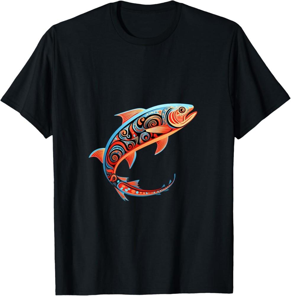 Tribal Salmon Graphic T-shirt