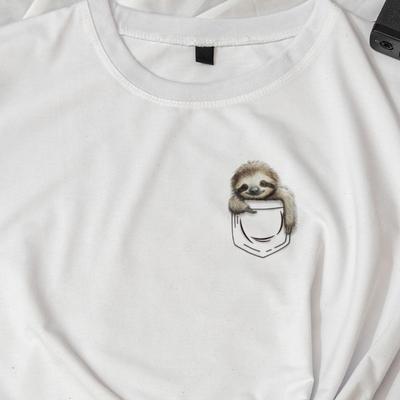 Sloth Pocket Tee, Cute Graphic T-Shirt