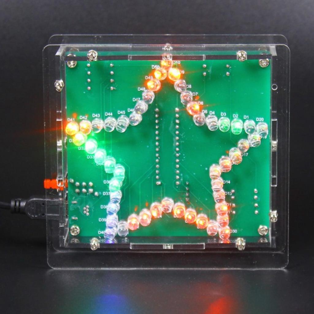 Colorful Five Pointed Star LED Flowing Light 51 Single Chip Microcomputer DIY Light Decoration