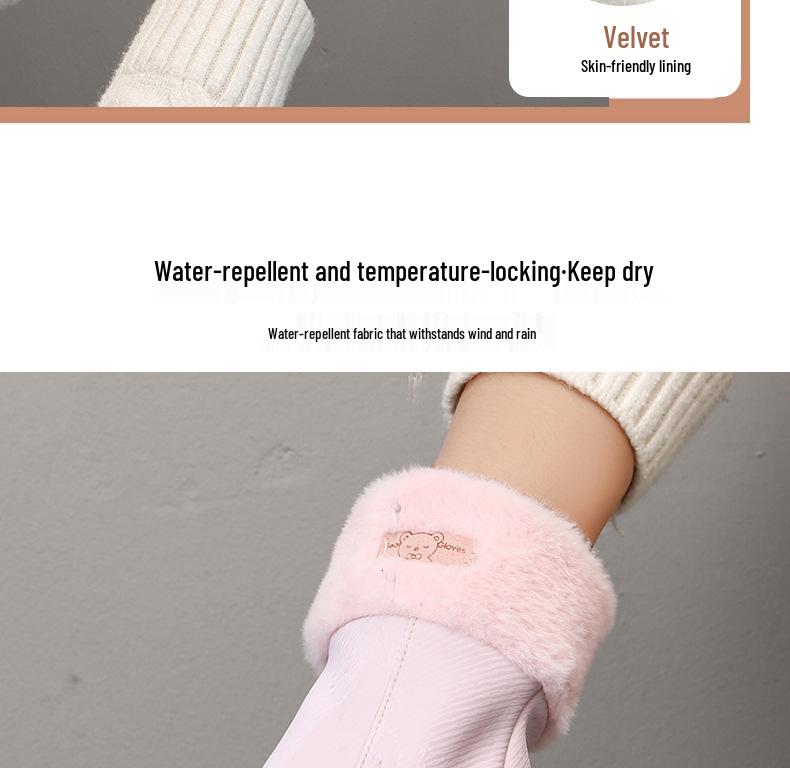 Women's Winter Touchscreen Fleece-Lined Water-Repellent Cycling Gloves