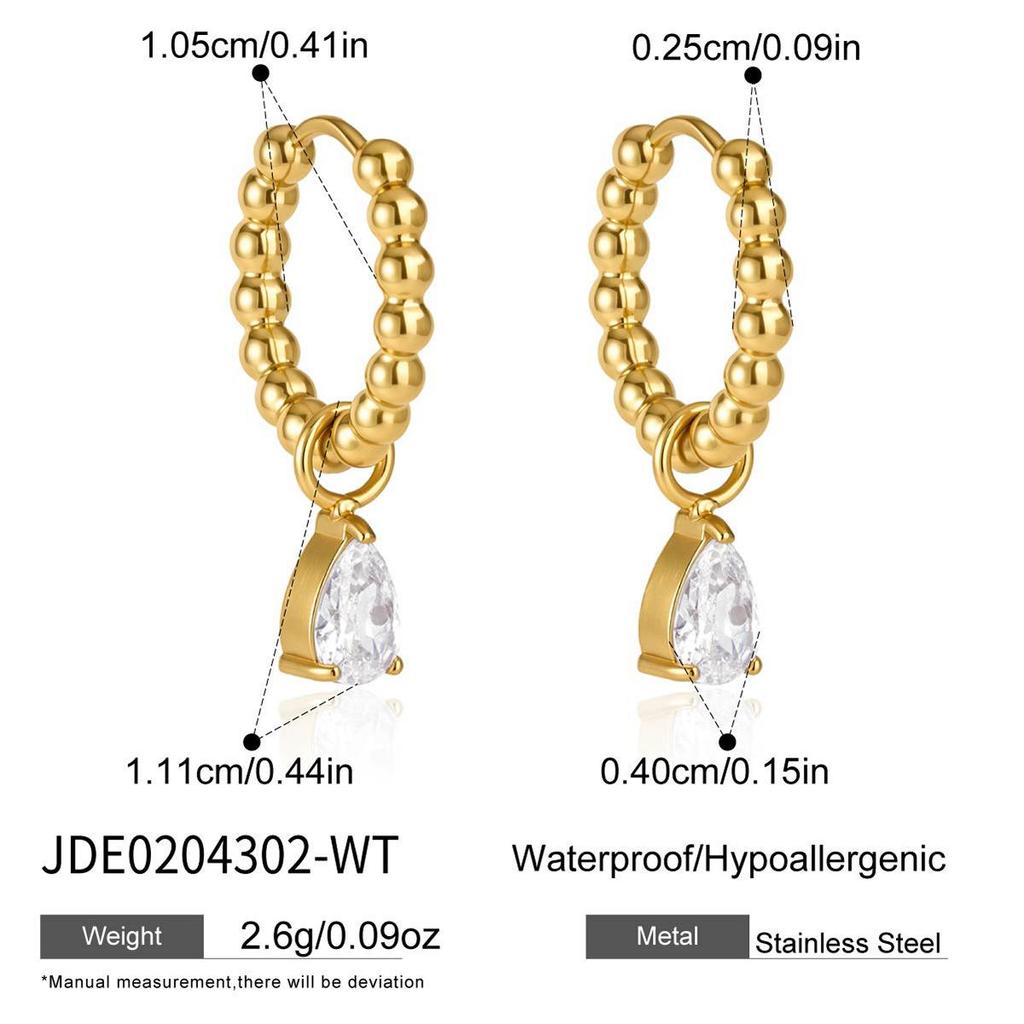 Wanxing 18K Gold Water Drop Zirconia Earrings - Elegant, Versatile Light Luxury Style.
